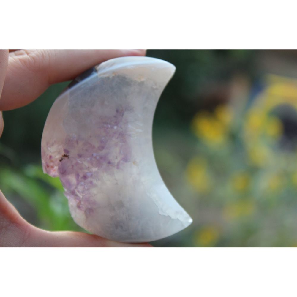 Amethyst Agate Moon Shaped Stone